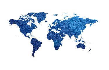 Fototapeta premium World Map Silhouette with Blue Water Texture Isolated on White Background