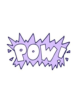 neon light effect animation of cartoon doodle of word pow