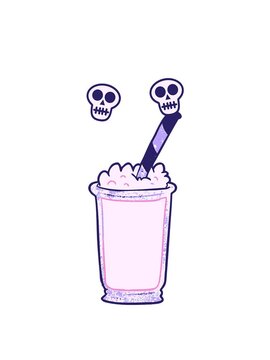 spinning skulls animation of cartoon milkshake illustration