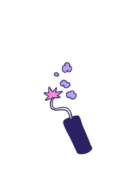 stretching up animation of hand drawn cartoon doodle of a lit dynamite stick