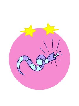 spinning stars animation of tattoo of hissing snake