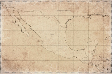 Fototapeta premium Vintage Map Of Mesoamerica On Retro Paper Background