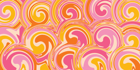 Fototapeta premium Cool Abstract Psychedelic Background. Vector Design Groovy Pattern Y2k Texture. Hand Drawn Trippy Backdrop.