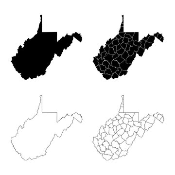 West Virginia State Outline and Solid Fill Map Set.