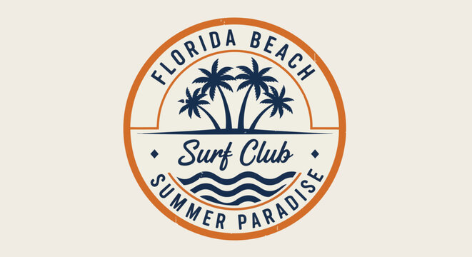 Modern Emblem with Summer Paradise against a rustic background, concept for brand identity, advertising campaigns, and website design.