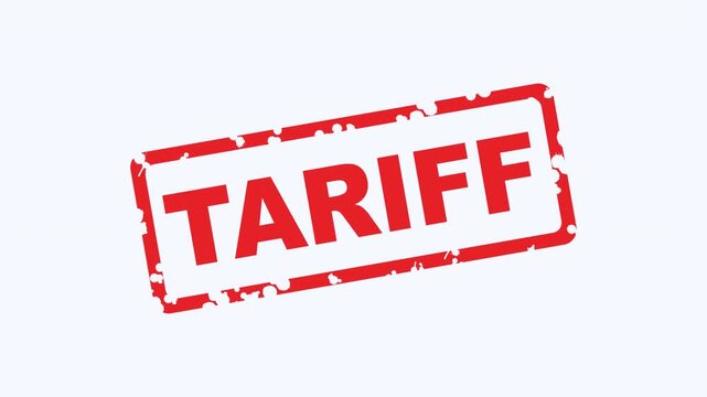 Red stamp with bold tariff text suitable for trade, customs, taxes, business concepts.