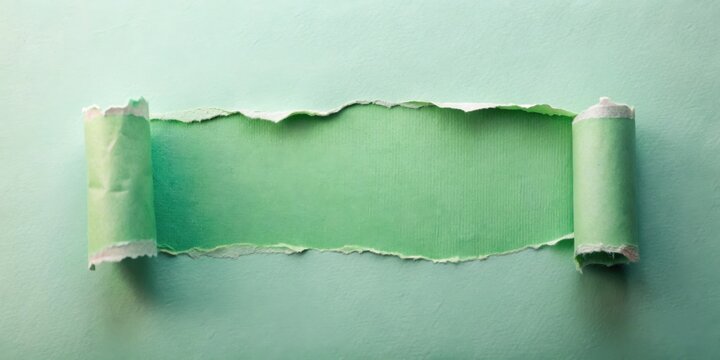 A torn piece of paper reveals a subtly different shade of green underneath, creating a visually appealing contrast and suggesting a hidden message or secret within.