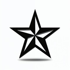 Obraz premium Black star icon with bold outline and sharp points. Geometric shape represents success excellence achievement. Isolated graphic element on white background.
