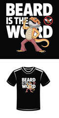 Naklejka premium Bearded dragon with peace sign and no bees symbol on black background reptile lizard