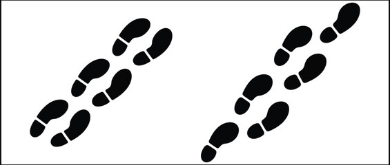 Footprints walking trail symbol silhouette style. Minimal navigation pictogram for hiking path, nature trail wayfinding and outdoor guidance. Symbolizing journey, direction, movement and exploration © GraphicEarth