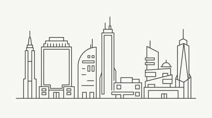 Fototapeta premium Minimalist City Skyline Vector Illustration with Modern Buildings in Bright Studio