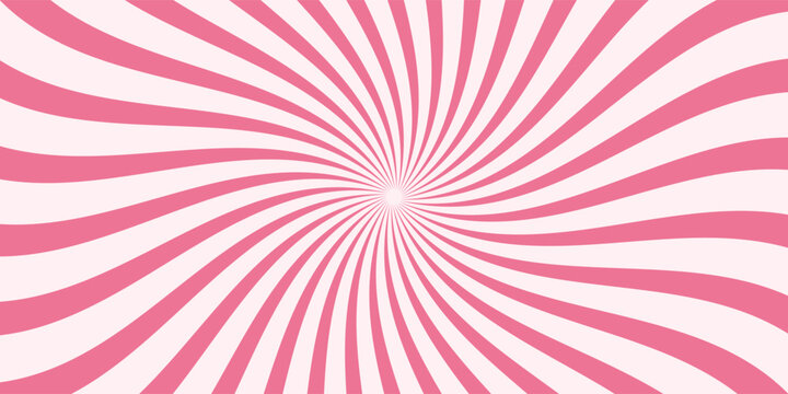 Pink circus background. Funfair swirl patern. Spiral carnival pattern.