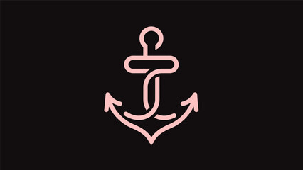 Pink anchor on black background © Pajero