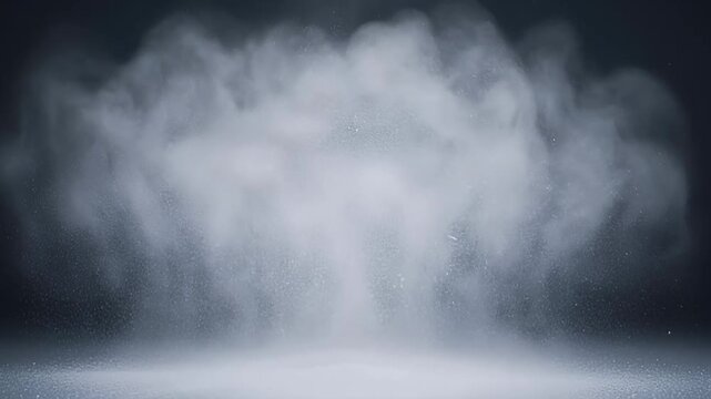Mystical and dreamy cloud of white smoke on a dark gray background