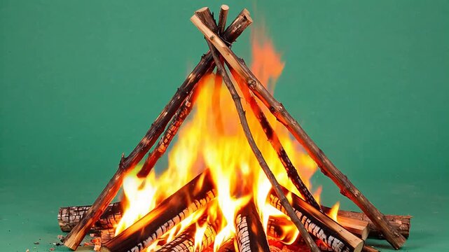 Campfire with logs burning