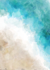Fototapeta premium Abstract background with a hand painted beach themed watercolour design