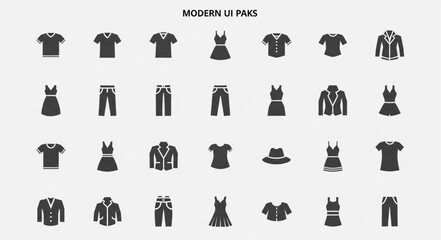Obraz premium Modern UI Parts - Diverse Collection of Clothing Icons for Web Design.