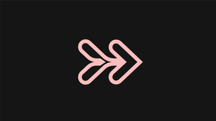 Fototapeta premium Pink arrow symbol on black background