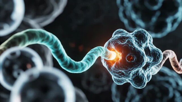 Macro visualization of mrna strand synthesis with clinical aesthetic