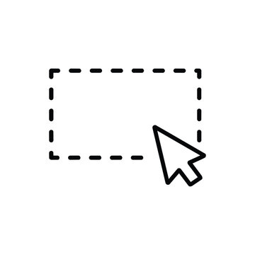 Pointer and cursor black and white vector icon Pointer and cursor selection rectangle minimal line illustration