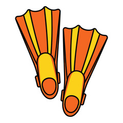 Orange and yellow flippers for swimming and diving underwater activities icon © JAWADUL