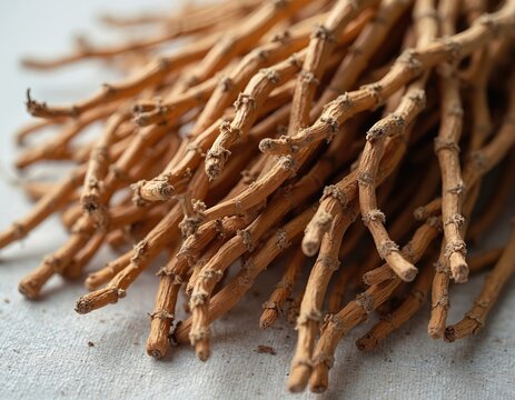 Dried Bupleurum falcatum roots, also known as Siho, used in traditional Korean medicine for various health benefits like fever reduction and inflammation relief.