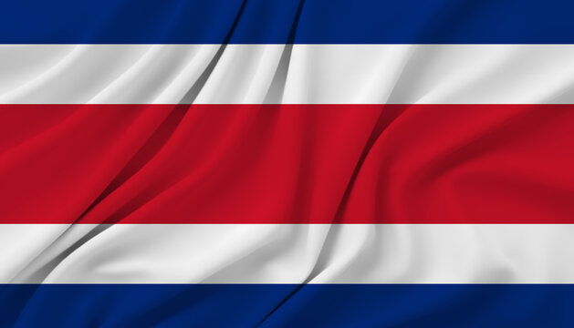 Costa Rica flag featuring horizontal stripes of blue white and red