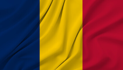 Obraz premium Chad flag waving fabric, national symbol country emblem, textiles country banner