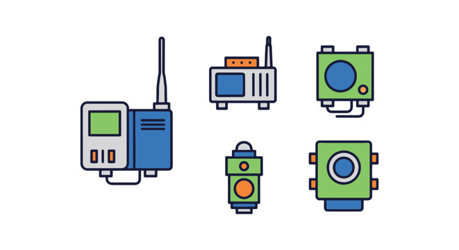RTU Device Line art vector clean abstract colorful shapes