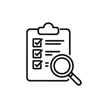 ISO audit and certification checklist icon ISO audit and certification quality control inspection black and white vector illustration