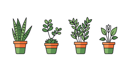 Fototapeta premium Office Plant Line art vector clean abstract