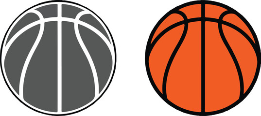 Obraz premium Basketball Vector Icons Set Outline Silhouette And Flat Ball Collection Sport Symbol Design For Logo Branding And Graphic Use