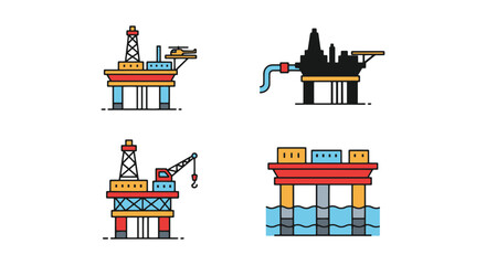 Naklejka premium Offshore Platform Line art simple abstract minimal illustration
