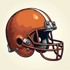 Fototapeta premium Vintage football helmet logo graphic illustration. Old school sports gear, retro style emblem on white background. Team mascot or branding element.