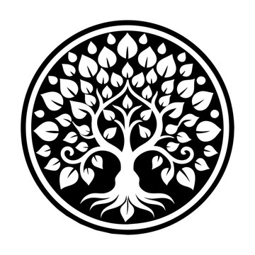A glyph style icon depicting bodhi tree