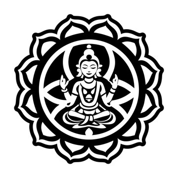 A glyph style icon of manjusri symbol