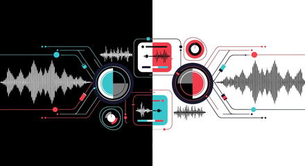 Obraz premium Audio waveform and music technology interface.