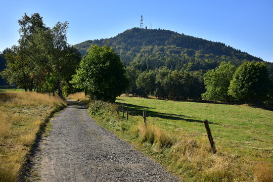 Jedlova hora and lookout tower near Jiretin pod Jedlovou popular turist destination Luzicke hory