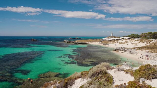 People snorkelling at The Basin on Rottnest Island in Perth Western Australia