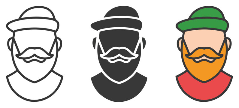 lumberjack bearded man icon set