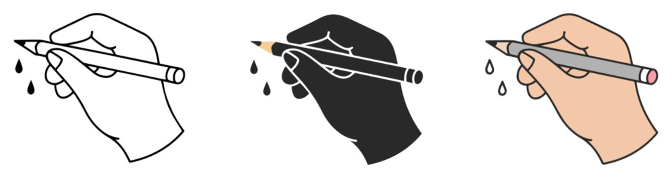 hand holding pen vector icon