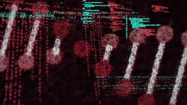 Animation of data processing over 3d dna strand spinning