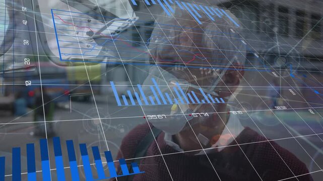 Animation of statistics and data processing over construction site