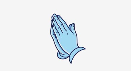 Obraz premium A minimalist, stylized illustration of two light blue hands clasped together