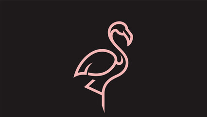 Fototapeta premium Pink flamingo silhouette on black background