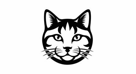 Obraz premium A striking black and white illustration of a cat's face