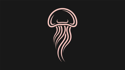 Pink jellyfish outline on dark background © Palmeiras