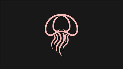 Pink jellyfish silhouette on black background © Palmeiras