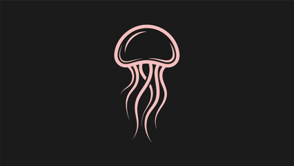 Pink jellyfish silhouette on black © Palmeiras