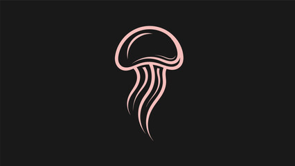 Pink jellyfish silhouette on black background © Palmeiras